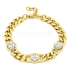 304 Stainless Steel & Natural Howlite Polygon Link Bracelets for Women BJEW-G717-16G-01-1