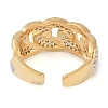 Curb Chain Shape Brass Micro Pave Clear Cubic Zirconia Open Cuff Ring for Women RJEW-Q819-05G-3