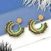 304 Stainless Steel & Bohemian Beaded Fan Dangle Stud Earrings for Women EJEW-R001-05G-02-5