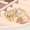 Rack Plating Brass Cubic Zirconia Cuff Finger Rings for Women RJEW-C115-04G-2