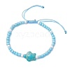 Synthetic Turquoise & Glass Seed Braided Bead Bracelets BJEW-JB11153-3