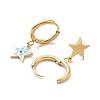 3 Pairs 3 Style Enamel Star with Evil Eye Dangle Hoop Earrings EJEW-B020-07G-3