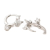 Butterfly Platinum Brass Dangle Hoop Earrings EJEW-L270-11P-01-2