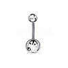 304 Stainless Steel Clear Cubic Zirconia 15 Gauge Round Belly Button Rings WGFD174-09-1