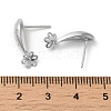 Rhodium Plated Flower 925 Sterling Silver Micro Pave Cubic Zirconia Stud Earring Findings STER-P056-12P-3