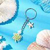 Tortoise Glass Seed Beads Pendant Keychain HJEW-MZ00105-03-2