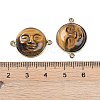 Natural Tiger Eye Smiling Face Links Connector Charms G-K372-01G-3