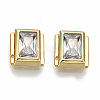 Brass Clear Cubic Zirconia Charms KK-S061-52G-NR-1