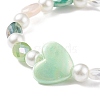 Acrylic Heart & Glass Pearl Beaded Stretch Bracelet for Kids BJEW-JB08391-5