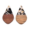 Transparent Resin and Walnut Wood Pendants RESI-T057-06A-2