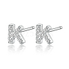 Rhodium Plated 925 Sterling Silver Initial Letter Stud Earrings HI8885-11-1
