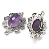 Natural Amethyst Faceted Oval Connector Charms G-G181-06P-03-2