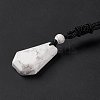 Natural Howlite Hexagon Pendant Necklace with Nylon Cord NJEW-G094-A09-3