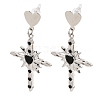 Alloy with Handmade Lampwork Stud Dangle Earrings LA-CBA71FC-01P-A-2