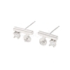 Rhodium Plated 925 Sterling Silver Micro Pave Clear Cubic Zirconia Stud Earring Findings STER-U004-08P-1