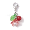 Flower Glass & Natural & Dyed Malaysia Jade Pendant Decortion HJEW-JM01985-02-4