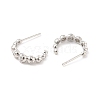 Clear Cubic Zirconia Beaded C-shape Stud Earrings EJEW-P213-14P-2