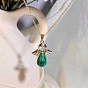 European Synthetic Malachite with Alloy Wings Angel Pendant Necklaces for Women WH2548-5-1