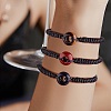 Natural Red Jasper Donut Braided Bead Bracelet BJEW-SW00047-11-3