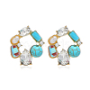 Simple Synthetic Turquoise Stud Earrings LR3761-4