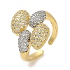 Rack Plating Brass Micro Pave Cubic Zirconia Cuff Finger Rings for Women RJEW-C114-16I-G-1