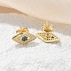 Brass Micro Pave Clear Cubic Zirconia Stud Earrings EJEW-M076-01G-02-5