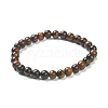 Natural Tiger Eye Beaded Stretch Bracelets BJEW-A117-B-43-2