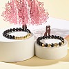 Natural Lava Rock & Synthetic Black Stone & Non-magnetic Hematite Round Beads Energy Stretch Bracelets Set BJEW-JB06971-2