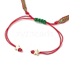 Christmas Tree Brass & MIYUKI Glass Seed Beads Braided Bead Bracelets BJEW-MZ00089-5