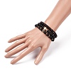 3Pcs Natural Black Agate(Dyed) and Coconut Beads Stretch Bracelets Set BJEW-JB08933-3