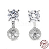 Rhodium Plated 925 Sterling Silver with Cubic Zirconia Stud Earring Findings STER-G036-05P-1