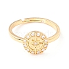 Flat Round with Star Cubic Zirconia Adjustbale Ring RJEW-I078-30G-NR-1