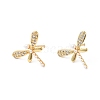 Rack Plating Brass Micro Pave Clear Cubic Zirconia Stud Earrings for Women EJEW-G311-05G-1