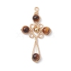4Pcs 4 Styles Natural Tiger Eye Pendants PALLOY-TA00326-03-1