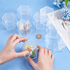 Hexagon Plastic Storage Boxes with Hat Cover CON-WH0084-81-3