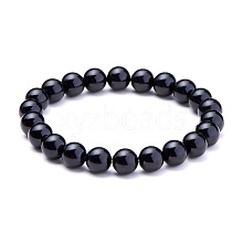 Natural Blacke Agate Round Beads Stretch Bracelets BJEW-N301-8mm-01