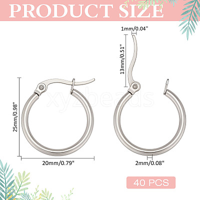 40Pcs 304 Stainless Steel Hoop Earrings for Women EJEW-ME0001-11-1