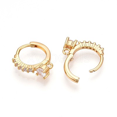Brass Micro Pave Cubic Zirconia Hoop Earring Finding KK-N261-27G-1