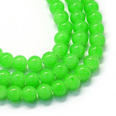 Baking Paint Imitation Jade Glass Round Bead Strands DGLA-Q021-10mm-09-1