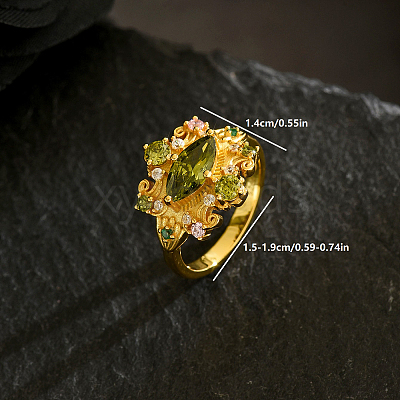 Brass Micro Pave Cubic Zirconia Finger Rings for Women KW9333-5-1