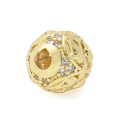 Brass Micro Pave Cubic Zirconia Beads KK-Z095-04G-07-1