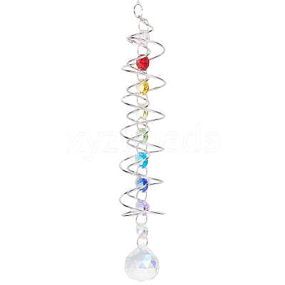 Glass Round Suncatchers Hanging Ornaments HJEW-WH20012-01-1