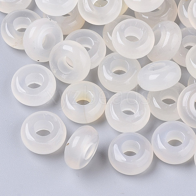 Natural White Agate European Beads G-Q503-16-1