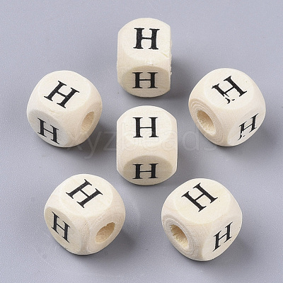 Printed Natural Wood Beads WOOD-T026-001H-1