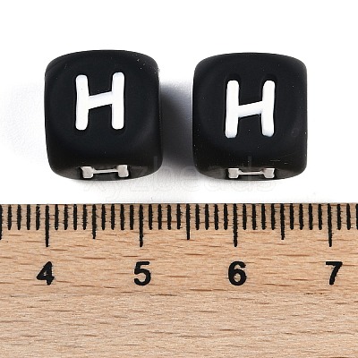 20Pcs Black Cube Letter Silicone Beads 12x12x12mm Square Dice Alphabet Beads with 2mm Hole Spacer Loose Letter Beads for Bracelet Necklace Jewelry Making JX433H-1