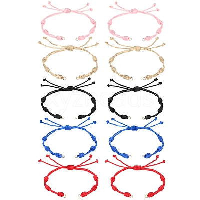 10Pcs 5 Colors Adjustable Braided Nylon Cord Link Bracelet Making AJEW-SC0002-18-1