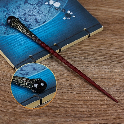 Natural Garnet Magic Wand with Wooden Findings PW-WG44227-11-1