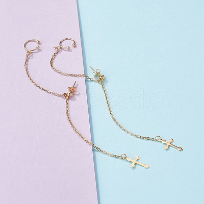 Handmade 304 Stainless Steel Dangle Studs Earrings EJEW-JE04576-1