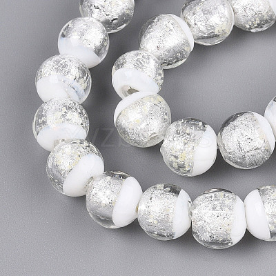 Luminous Handmade Lampwork Silver Foil Beads Strand FOIL-N029-03A-1
