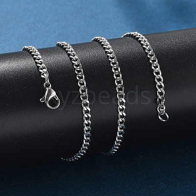Non-Tarnish 304 Stainless Steel Curb Chain Necklaces NJEW-H492-01P-1